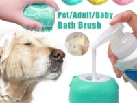 Silicone Dog Bath Massage Gloves Brush Pet Cat Bathroom Cleaning Tool Comb Brush For Dog Can Pour Shampoo Dog Grooming Supplies