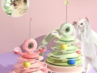 4 Levels Cat Toy Tower Turntable Roller Balls Toys Interactive Intelligence Pets Toys Training Track Puzzle Funny Games Accessories Pet Products